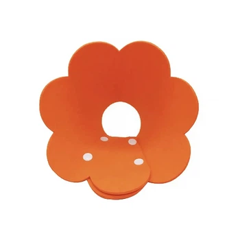 Воротник-подушка для кошек Lesko DT-1063 Flower Orange M послеоперационный защитный от вылизывания
