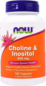 Cholina (B4) i inozytol (B8) Choline & Inositol Now Foods 500 mg 100 kapsułek wegetariańskich (733739004703)