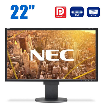 Монитор NEC MultiSync EA223WM / 22" (1680x1050) TN / DisplayPort, DVI, VGA, USB, Audio / Встроенные колонки 2x 1W / VESA 100x100 б/у