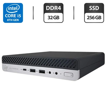 Неттоп HP EliteDesk 800 G4 Desktop Mini USFF / Intel Core i5-8500 (6 ядер по 3.0 - 4.1 GHz) / 32 GB DDR4 / 256 GB SSD / Intel UHD Graphics 630 / DisplayPort б/у