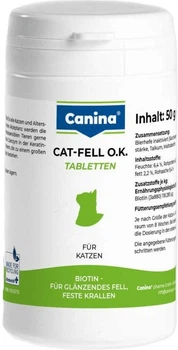 Вітамінний комплекс Canina Cat-Fell O.K. для котів з проблемами шерсті біотин з мікроелементами 50 г 100 таблеток (4027565201525)