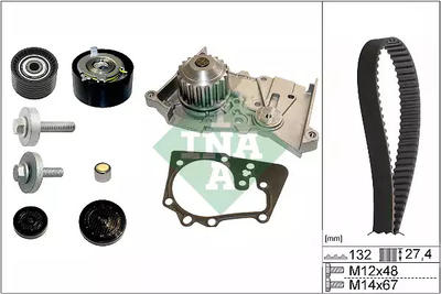 Помпа + комплект ременя ГРМ RENAULT FLUENCE, INA (530063930)