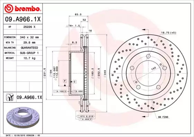 Диск гальмівний LEXUS LX, TOYOTA LAND, BREMBO (09A9661X)