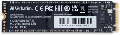 Внутрішній жорсткий диск Verbatim 512GB SSD Vi560 3D NAND SATA III M.2 M.2 2280 (б\у)