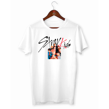Футболка белая с принтом "Группа Stray Kids. Феликс, Чанбин, Ли Но, Хан, Синмин, Айен, Бан Чан" Push IT XL ФП012455XL