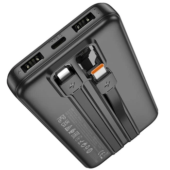 Повербанк Hoco J118 10000mAh + кабель 2в1 Type-C/ Lightning black