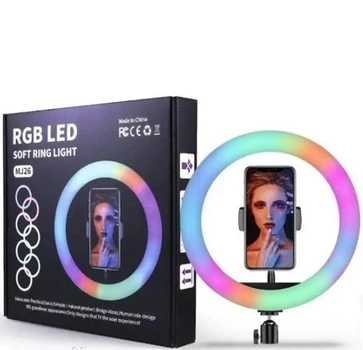 Кольцевая светодиодная лампа селфи 26см Ring Fill Light MJ-26 16 цветов RGB Черная