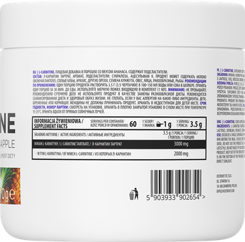 Carnitine OstroVit L-Carnitine proszek 210 g Ananas (5903933902654)