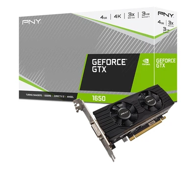Відеокарта PNY GeForce GTX 1650 Dual Fan UPRISING Low Profile 4GB GDDR6 (VCG16504DFMPB)
