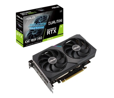 Відеокарта Asus GeForce RTX 3060 Ti DUAL MINI OC V2 LHR 8GB GDDR6 (DUAL-RTX3060TI-O8G-MINI-V2)