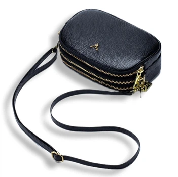 Практична трендова жіноча сумка cross-body з натуральної шкіри Somerset-678 чорна