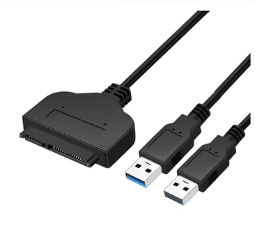 Кабель-перехідник (адаптер) XON MemoryCable 2 x USB 2.0 to SATA 6 Гбіт/c для 2.5" HDD / SSD дисків Чорний (XCA1A22SA1PB 6556)