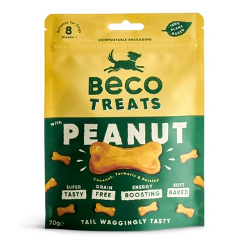 Печиво для собак Beco Pets Арахіс з кокосом і куркумою 70 г (рослинний білок) (BFTR-PEANU)