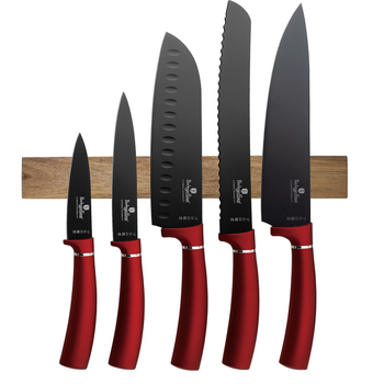 Набор ножей с магнитной планкой Berlinger Haus Metallic Line Burgundy Edition (BH-2886)