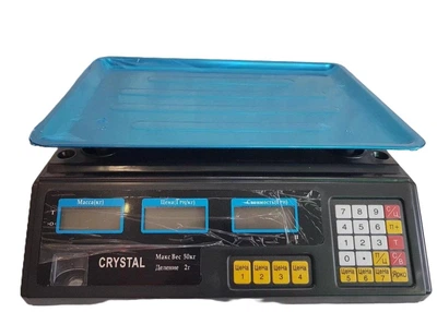Весы электронные торговые со счетчиком цены Crystal CT-500 до 50 кг (аккумулятор)