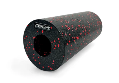 Масажний ролик (валик) EasyFit LightWeight з масажером для стоп, Довжина 33 см, Діаметр 14 см, EPP (спінений поліпропілен), для МФР, фітнесу, йоги та реабілітації, Чорно-червоний
