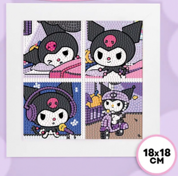 Алмазная мозаика картина по номерам с рамкой для детей Куроми Аниме Мелоди Kuromi Kitty (AN)32375