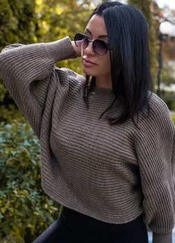 Светр "Летюча миша" Кофейний 44-48 Oversize Anika 000005580