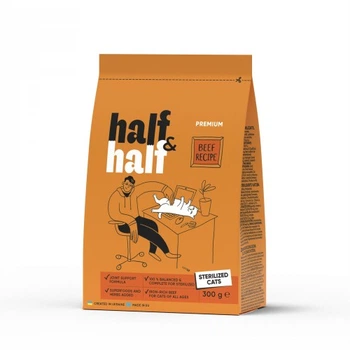 Сухой корм для кошек Half&Half Sterilized 300 г, с говядиной