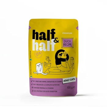 Влажный корм для кошек Half&Half Adult pouch 100 г, с кусочками утки в соусе
