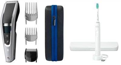 Машинка для стрижки PHILIPS HC5650/15 серії 5000 + Електрична зубна щітка PHILIPS Sonicare HX3673/13 Gemini 3100 (комплект)