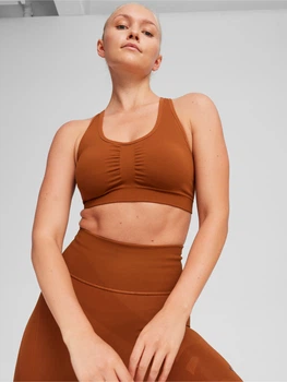 Спортивний топ для бігу та тренувань жіночий Puma 4Keeps Shapeluxe Bra 52436181 S Коричневий (4099685624874)