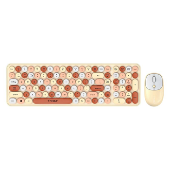 Беспроводная Клавиатура и Мышь TWolf TF350 2.4G ретро стиль 1600 DPI USB brown