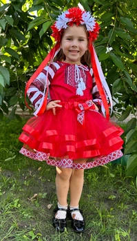 Костюм український Орнамент р.80-116 червоний (Ku014)
