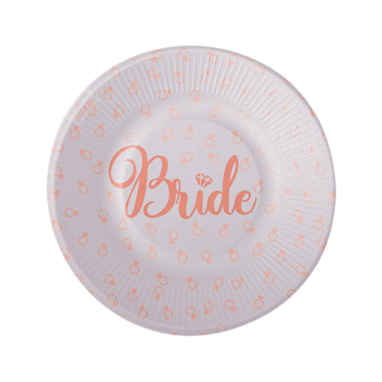 Тарелки Бумажные Одноразовые Team Bride 18см | Розовый