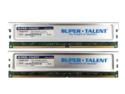 Комплект оперативной памяти Super Talent DDR2 2Gb (2*1Gb) 667MHz PC2-5300U (T6UB1GC5) 13698 Б/У