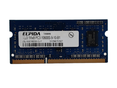 Оперативная память для ноутбука SODIMM Elpida DDR3 1Gb 1333MHz PC3-10600S (EBJ10UE8BDS0-DJ-F) 13485 Б/У