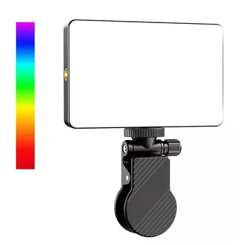 Портативный видеосвет 10.5*7.5 см с зажимом для фиксации M16 |RGB, 1500mAh, 3000-9900K| Черный