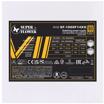 Блок питания Super Flower Leadex VII XG 80 PLUS Gold ATX 3.0 PCIe 5.0 1000 W White (NESF-094)