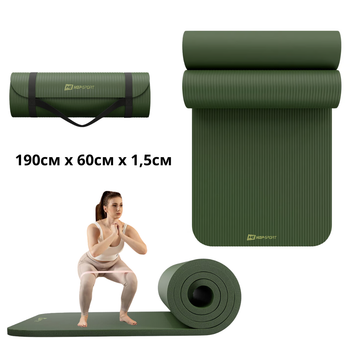 Коврик для йоги Hop-Sport HS-NB015GM NBR 1,5см темно-зеленый