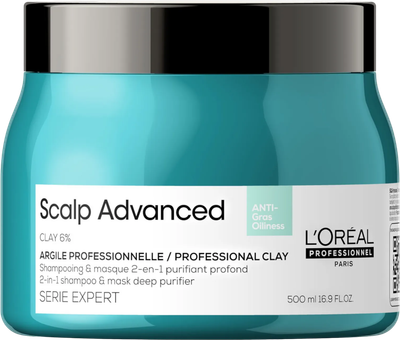 Шампунь-маска для волосся L'Oreal Paris Scalp Advanced Anti-Oiliness 2-in-1 Deep Purifier Clay 500 мл (3474637090562)