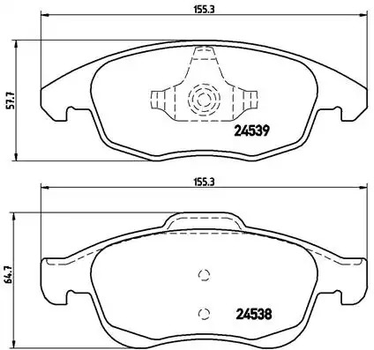 Комплект тормозных колодок, дисковый тормоз DS DS, PEUGEOT 5008, BREMBO (P61083)