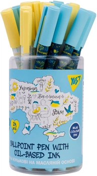 Набор ручек шариковых YES Freedom Ukraine 0.7 мм Синий 24 шт (412184) (5056574422897)