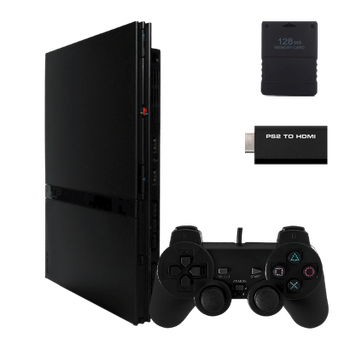 Набор Консоль Sony PlayStation 2 Slim SCPH-7xxx Chip Black Б/У + Адаптер RMC + Карта Памяти 128MB