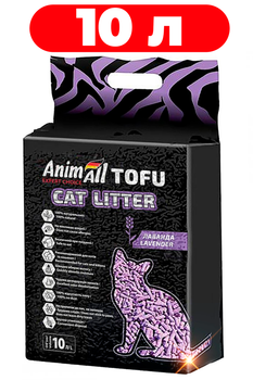 Наполнитель для кошек гранулированный комкующийся с ароматизатором AnimAll Tofu Cat Litter Lavender 10л