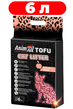 Наповнювач для котів гранульований грудкуючий з ароматизатором AnimAll Tofu Cat Litter Peach 6л