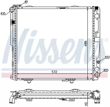 Радиатор охлаждения двигателя MERCEDES-BENZ E-CLASS, NISSENS (62696A)