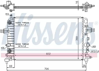 Радиатор охлаждения двигателя OPEL ASTRA, OPEL ZAFIRA, NISSENS (630702)