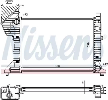 Радіатор охолодження двигуна MERCEDES-BENZ SPRINTER, NISSENS (62687A)