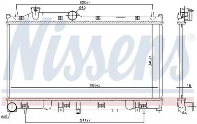 Радіатор охолодження двигуна SUBARU FORESTER, NISSENS (67744)
