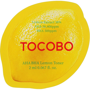 Лимонний тонер TOCOBO AHA BHA Lemon Toner з кислотами AHA BHA та вітаміном С, 2 мл пробник