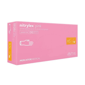 Рукавички нітрилові Nitrylex Pink, розмір XS, рожеві, 100 шт