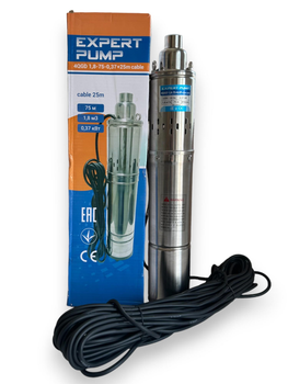 Занурювальний шнековий насос EXPERT PUMP 4QGD 1,8-75-0,37 + 25м кабеля H=75м Q=1.8 м³/час