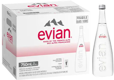 Упаковка мінеральної негазованої води Evian 0.75 л х 12 пляшок (3068320103389_079298400434)