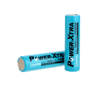 Літій-залізо-фосфатний акумулятор LiFePO4 Power-Xtra IFR18650 1500mah 3.2V, BLUE
