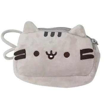 Пенал-сумка косметичка клатч детский Pusheen cat 19х11 см Серый n-12158
